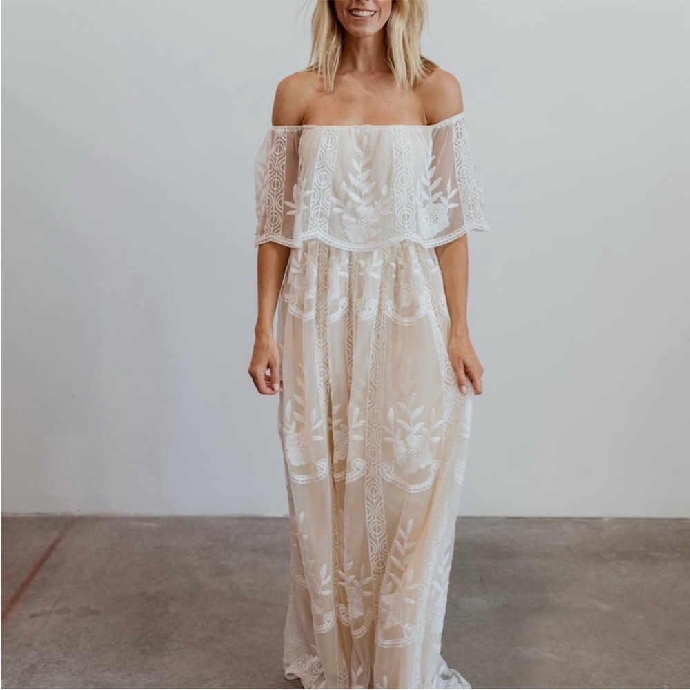 Baltic Born Strapless Lace Maxi Dress in Cream - Picture 3 of 3
